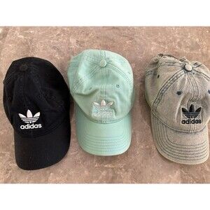 Lot Of 3 Women’s  Adidas Trefoil OSFM Strapback Adjustable Hat Cap Golf Tennis
